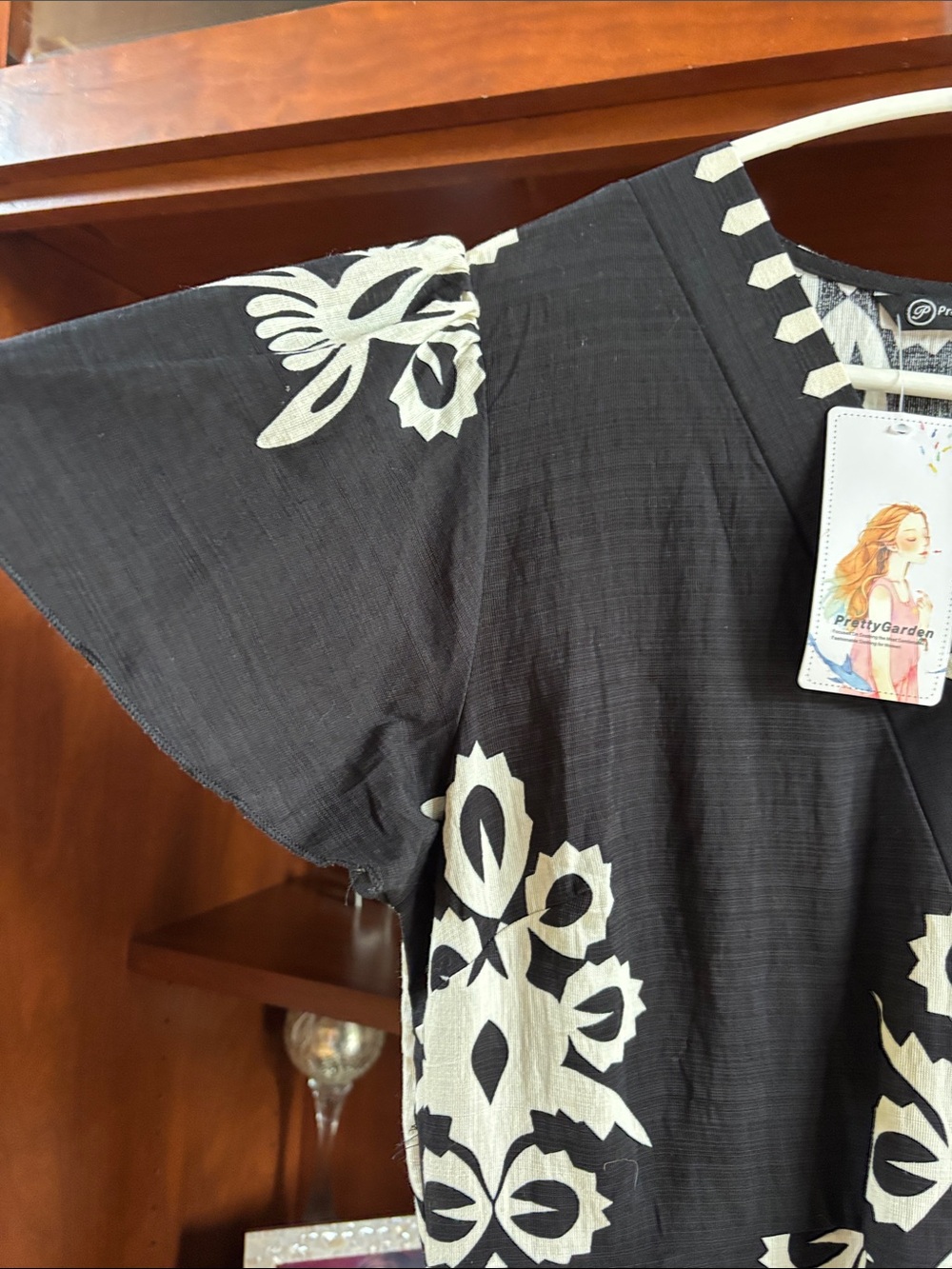 NWT Prettygarden Women’s Medium V Neck Boho Maxi Dress Flowy Aline Tiered  Black - Picture 9 of 11
